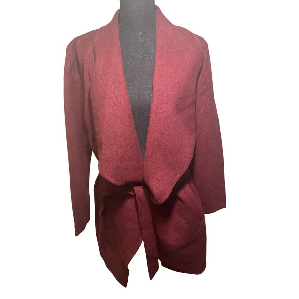 Fashion Nova Coat Women's Front Wrap Pockets Wine Size Medium 100% Polyester NWT